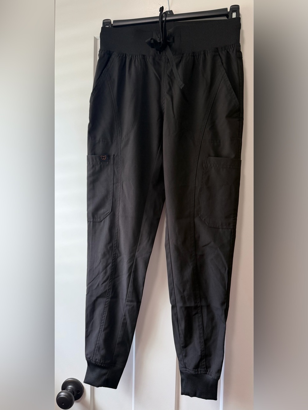 Womens Black Jogger Cargo Pants with Elastic Waist monarch XS